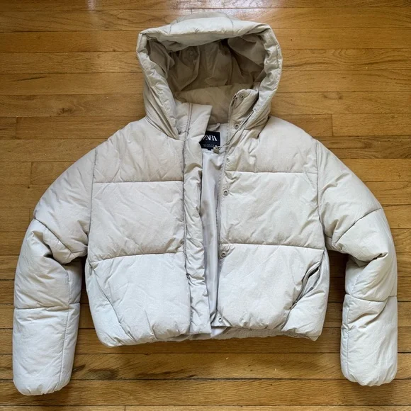 ZARA WATER-REPELLENT PUFFER ANORAK - Ecru Winter Jacket - Picture 8 of 10